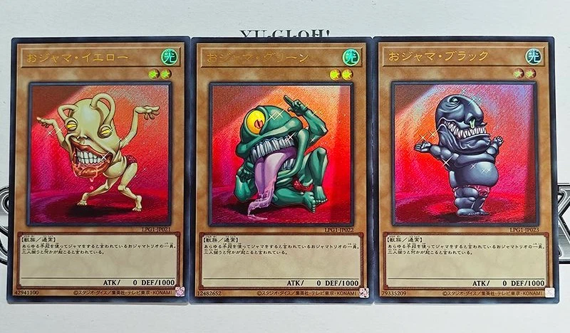 Yu-Gi-Oh Japanese 3Pcs Ojama Trio Set, Ojama Yellow, Ojama Green, Ojama Black Ultra Rare Custom Holo Collection Cards